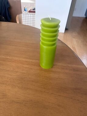 Funky Green Decorative Pillar Candle - Home Accents